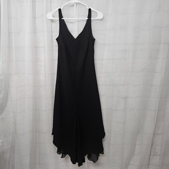 Vintage Evan Picone Black Sleeveless Evening Maxi Dress Shift Minimalist 10 - Picture 7 of 9